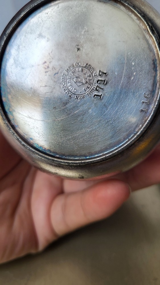 Pairpoint Silver Plate Fruit Engraved Creamer. 1S