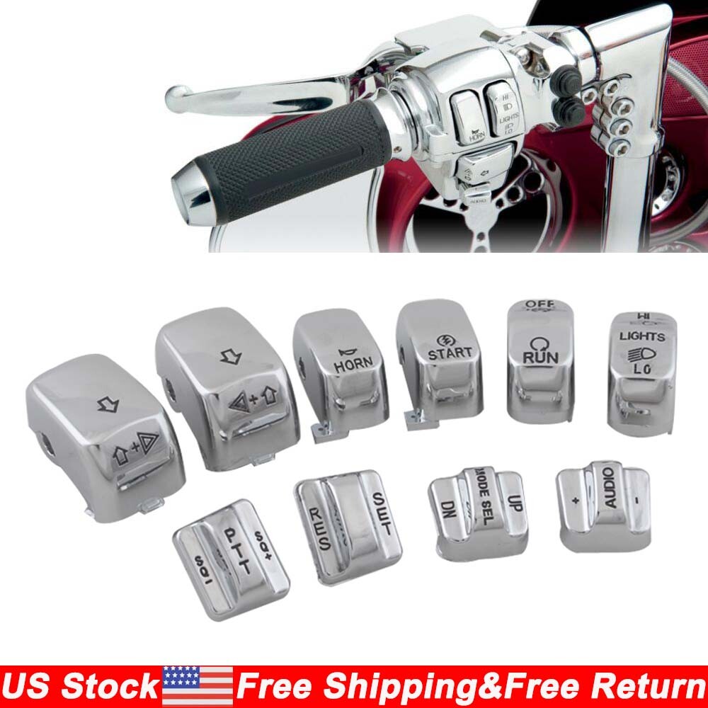 Chrome Hand Control Switch Button Caps For Harley Electra Glide FLHTCU 1996-2013