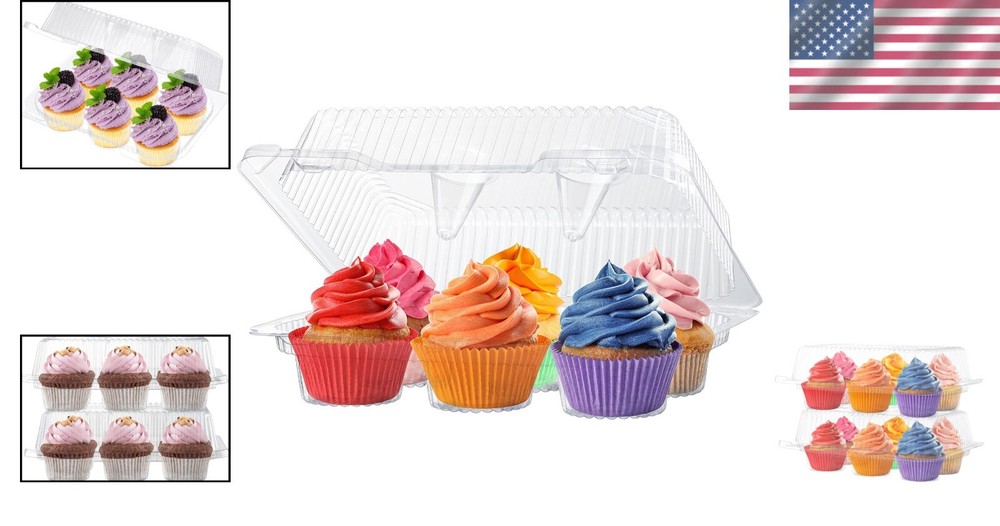 Stackable Cupcake Holder – 50 Pack Clear PET Containers for Safe Party Transport