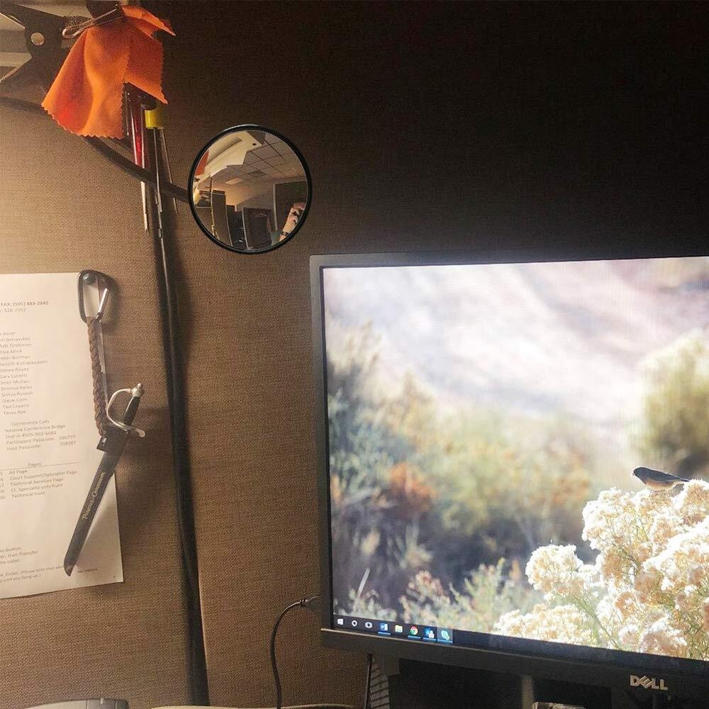 Clip On Security Rear View Mirror for Cubicle Monitors Computer or Anywhere