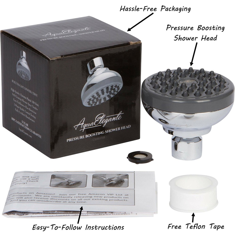 Pressure Boosting Shower Head (Aqua Elegante) - Chrome