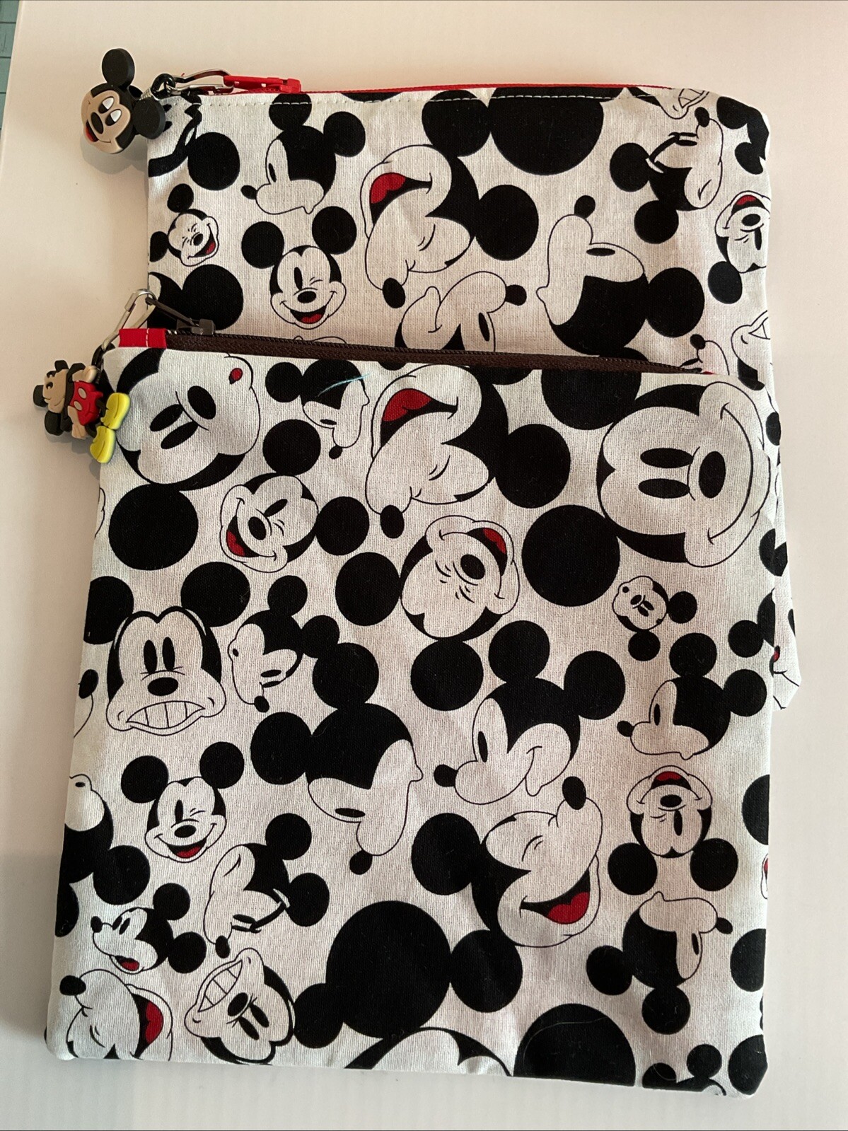 Lined Mickey Mouse handmade zippered pouch