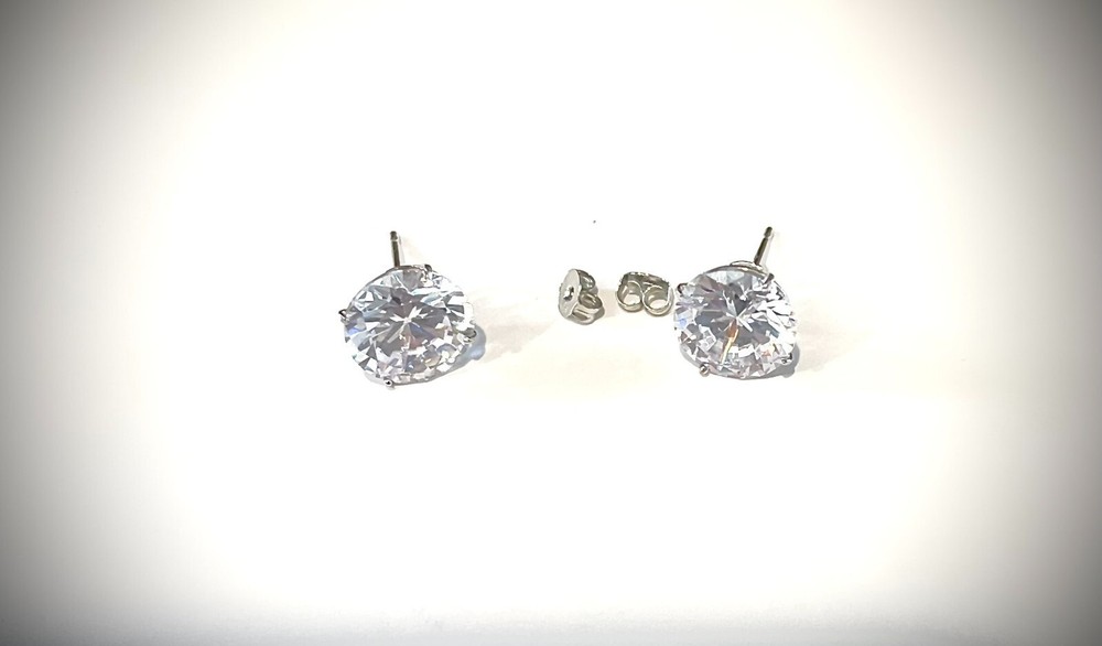 2 cts14k SOLID WHITE GOLD STUD EARRING LAB CREATED DIAMOND / 6MM ROUND