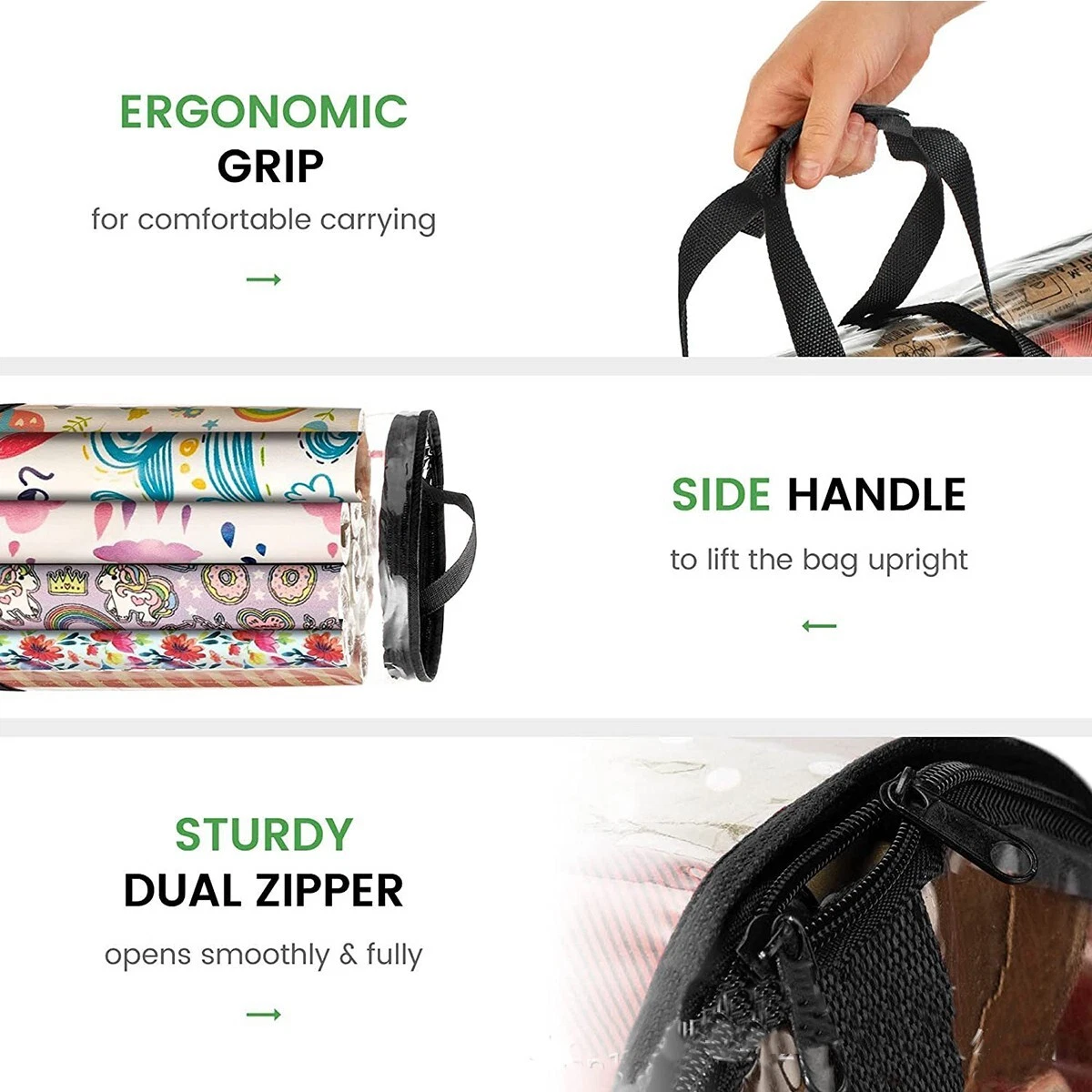 Waterproof Cylindrical Wrapping Paper Storage Bag fit 20 Rolls 40" Long Black US