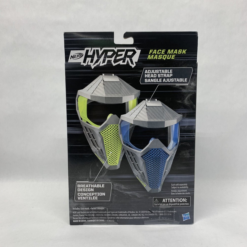 🔥✅ Hasbro Nerf Hyper Face Mask Blue Adjustable Head Strap Breathable Design