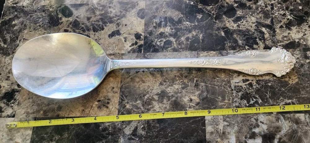 😉MID CENTURY c1951 HOLIDAY PATTERN SILVERPLATED "13" SALAD /SERVING SPOON🥗🥘🍛