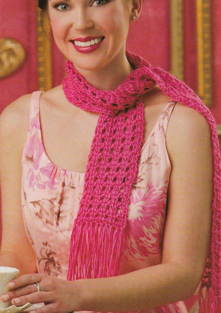 BUBBLEGUM LACE SCARF WOMEN'S CROCHET PATTERN INSTRUCTIONS