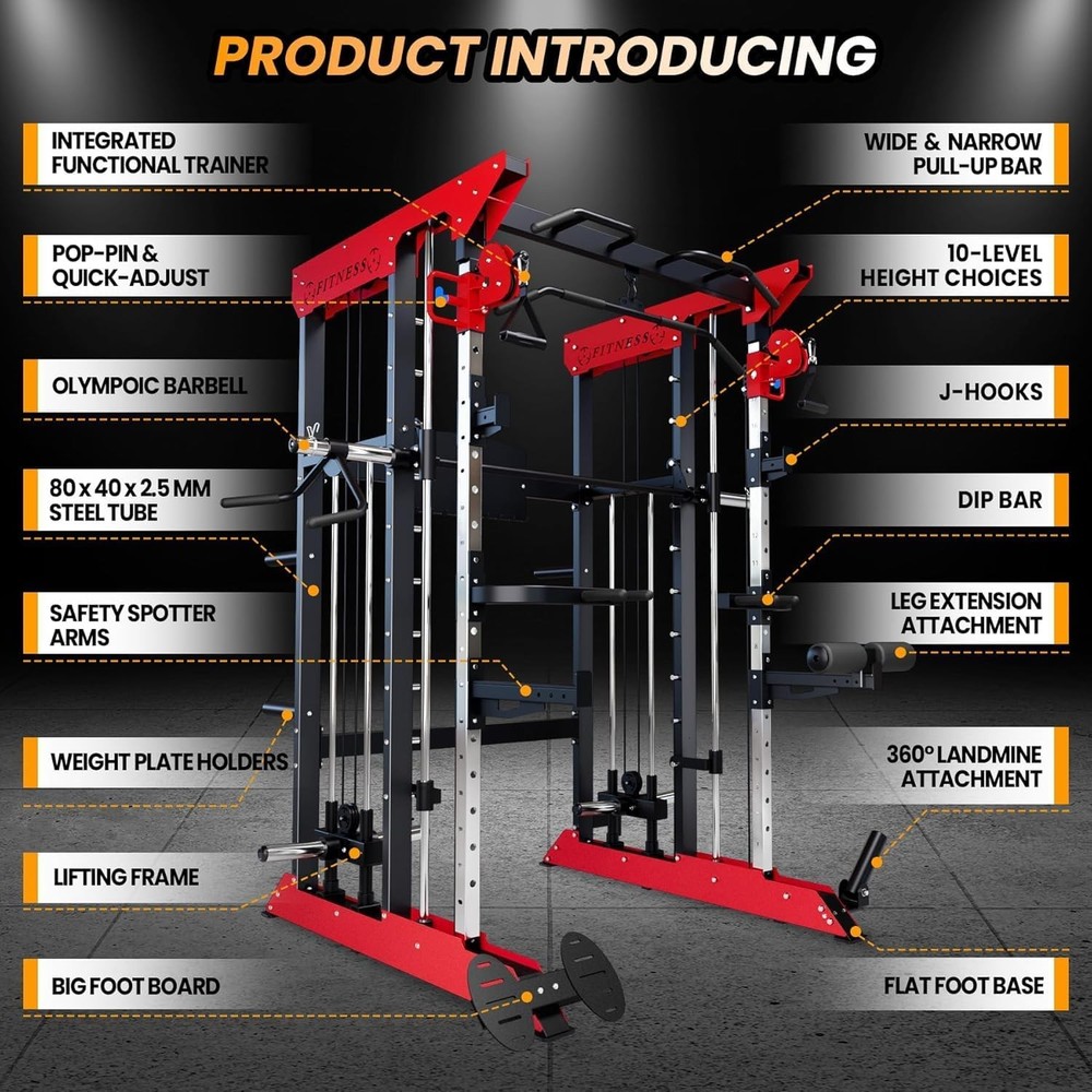 Smith Machine Strength Training Weight Stacks Home Gym System Workout Station