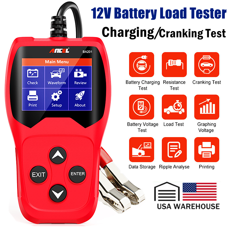 12V Car Battery Tester Digital Battery Analyzer Cranking Charging Load Cell Test