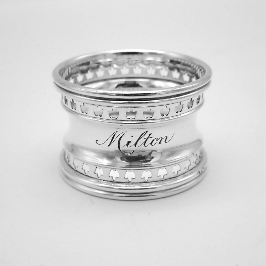 Napkin Ring Pierced Borders Gorham Sterling Silver Mono Milton
