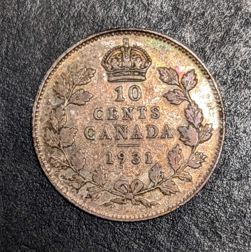 1931 Canada Silver 10 Cents George V