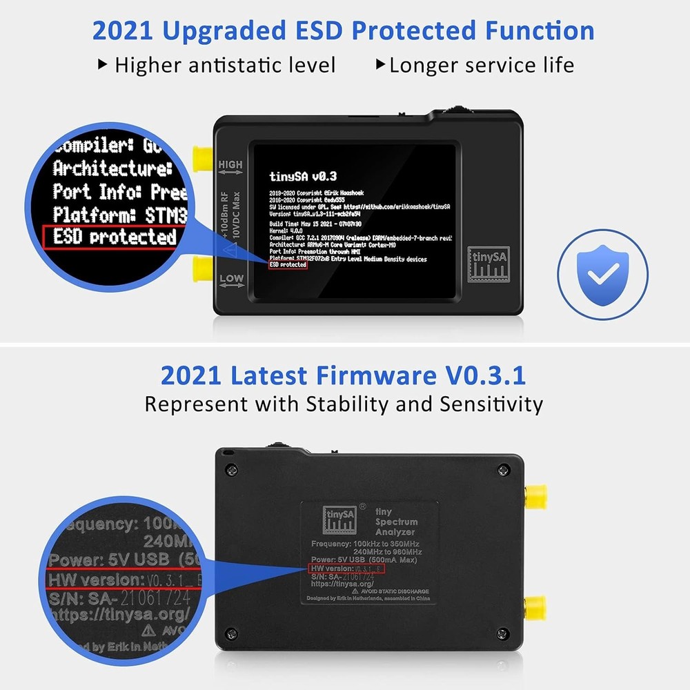 2.8" Handheld Frequency Analyzer with Dual Input & USB PC Control Compatibility