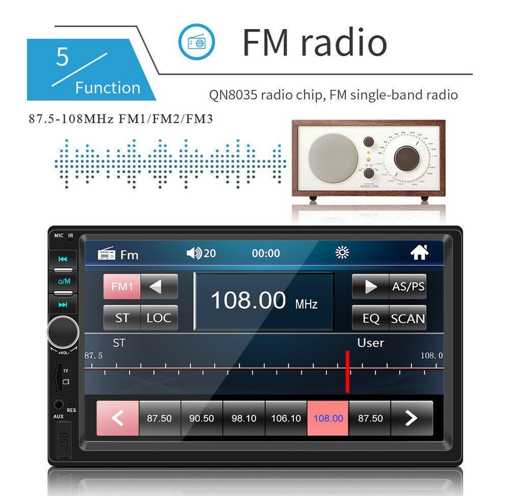 800x480 digital TFT Touch Screen V3.0 Support USB Bluetooth with Backup camera