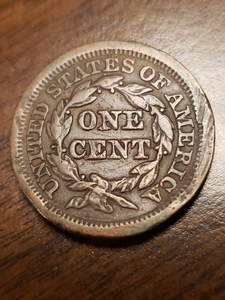 1847 Large Cent Old US Coin Bent
