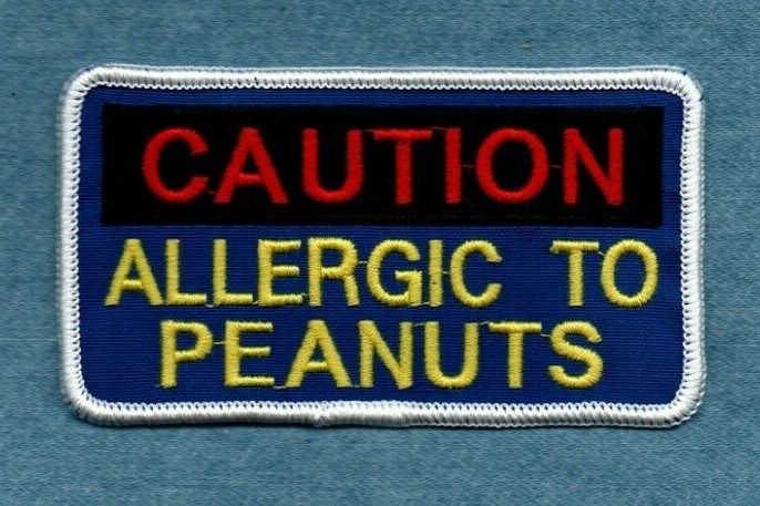 CAUTION ALLERGIC TO PEANUTS service dog vest patch