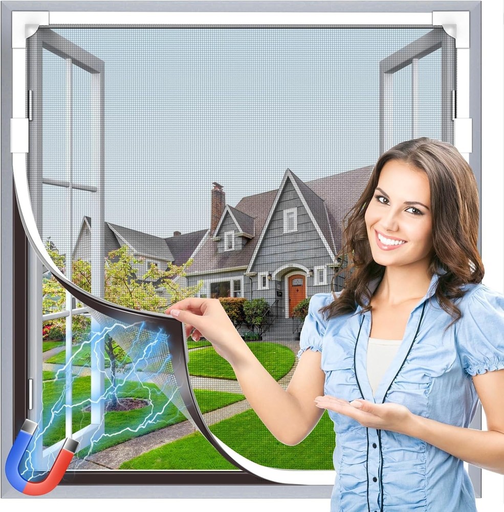 Window Screen Adjustable Magnetic Window Screen Replacement Max 39” x 59” DIY