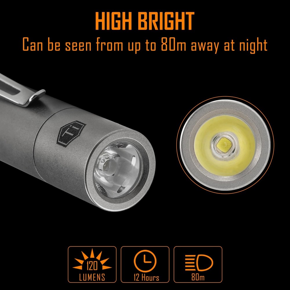 KeyUnity KF04 Mini LED Flashlight with Pocket Clip - Super Bright Handheld Si...