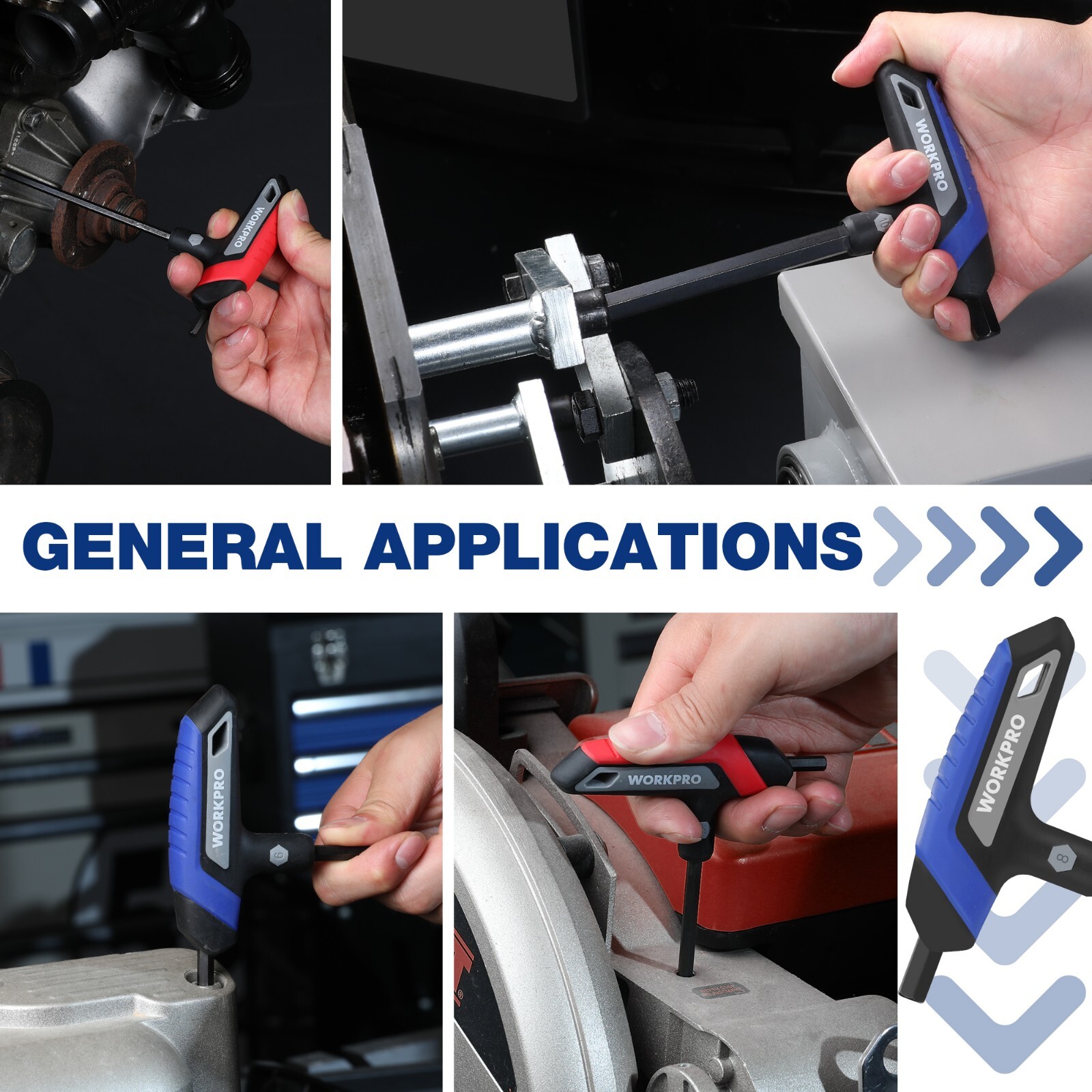 14-Piece T-Handle Allen Wrench Set, Metric & SAE T Handle Hex Key with Rack