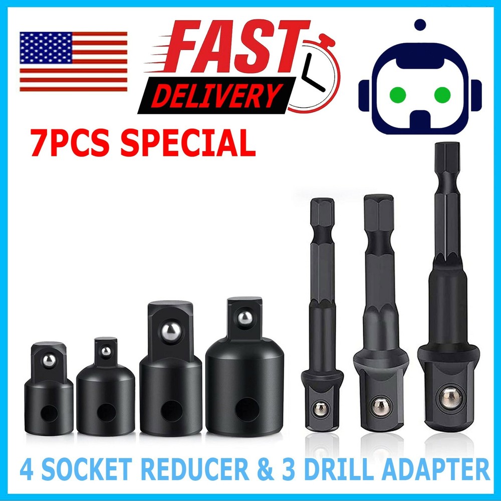 Drill Impact Adapter Reducer Extension Set Socket Driver Wrench 1/2 3/8 3/4 Tool