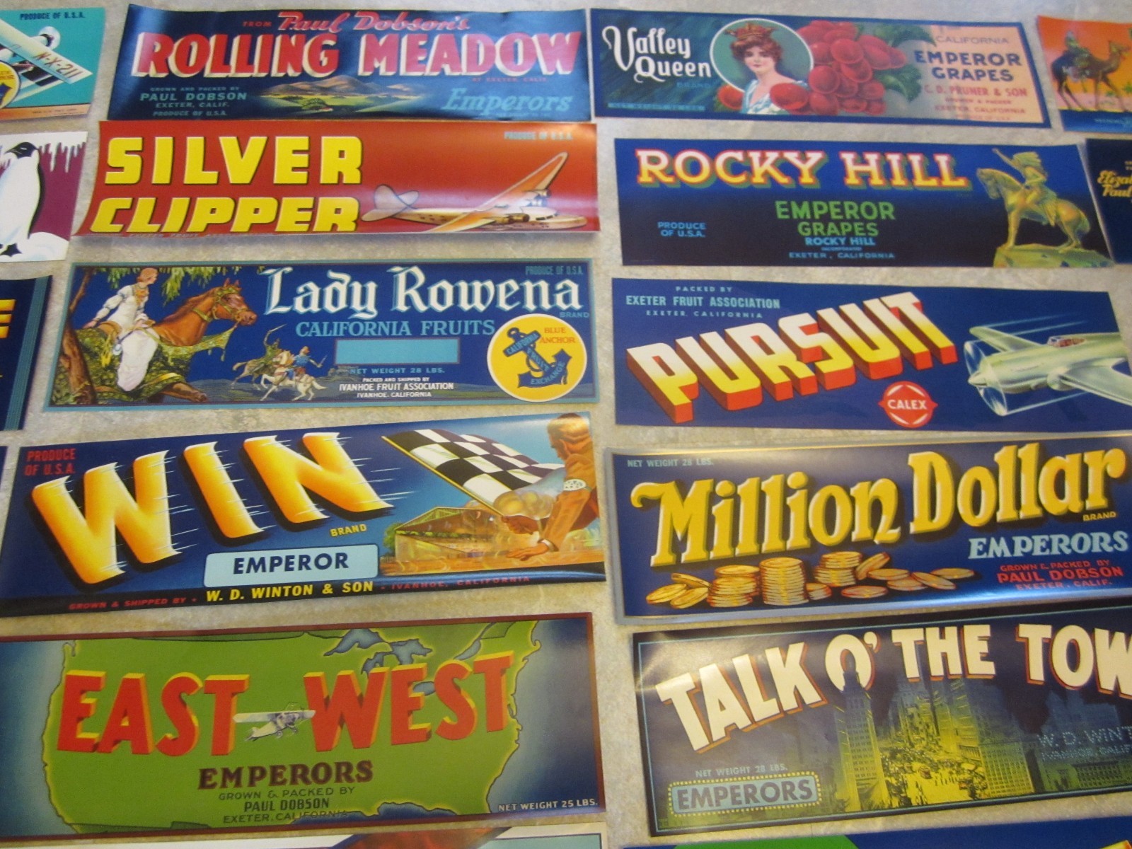 Lot of 40 Old Vintage - CALIFORNIA GRAPE - Crate LABELS - ALL DIFFERENT - Grapes