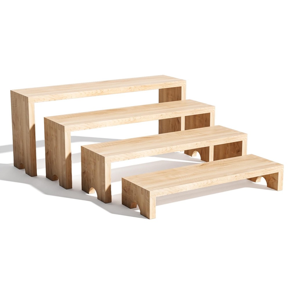 4 Tier Large Display Wooden Riser Stand 1 Set Decorative Rectangular Wood Rac...