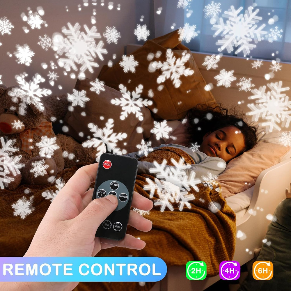 Christmas Projector Lights Outdoor, Dynamic Snowflake Projector with Remote Cont