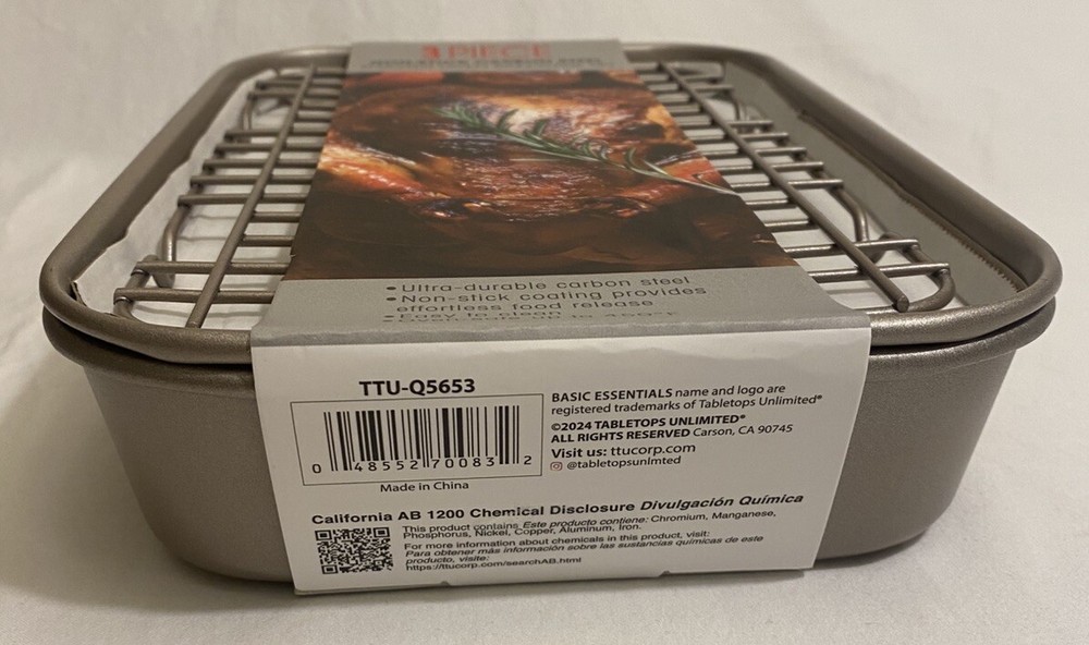 Basic Essentials 3-Piece Nonstick Carbon Steel Toaster Oven Bakeware Set NEW