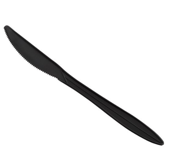 Watson Distributing Medium Weight Plastic Knife Black 6.5" 1000/Case