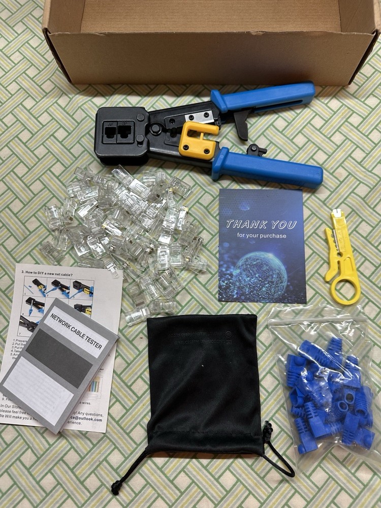 RJ45 Pass Through Crimp Tool Kit X002MT50LZ Network Cable Tool Set