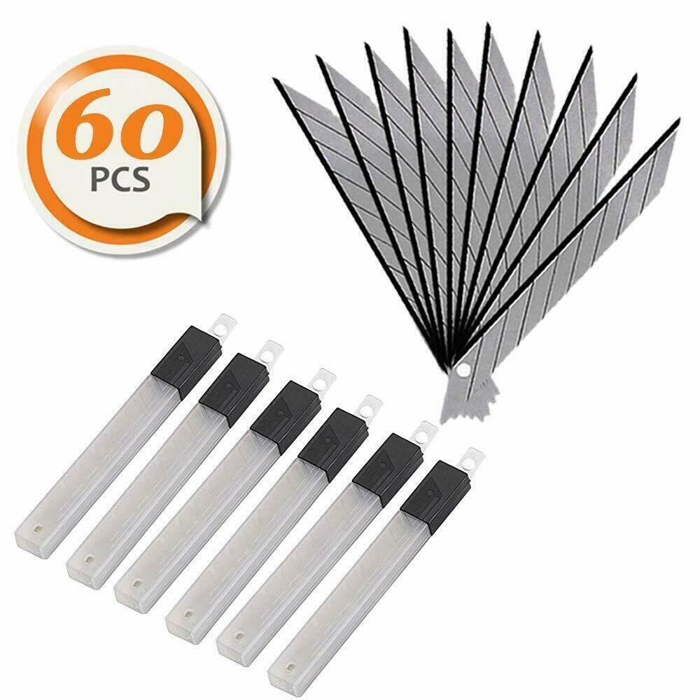 60 Pcs Snap Off 9mm Utility Cutter Blades 30 Degree for OLFA Cutter Japan Steel