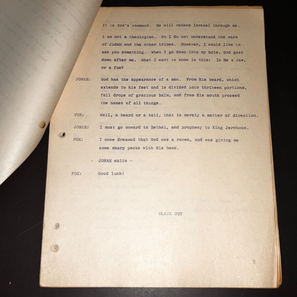 Rare Robert Nathan JONAH (or The Withering Vine) Playscript - Vintage w/Notes!