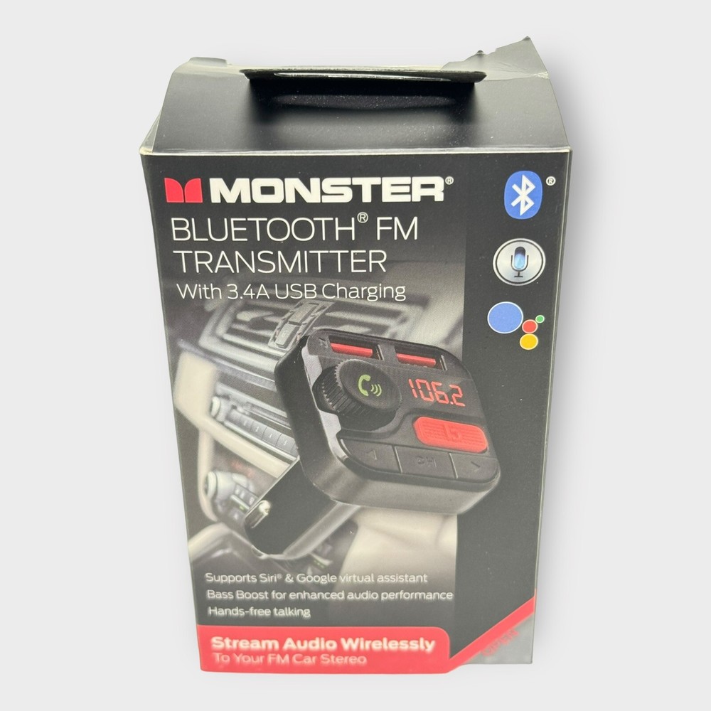 Monster LED Bluetooth FM Transmitter with 3.4 Amp USB Charging Ports SHIPS FREE