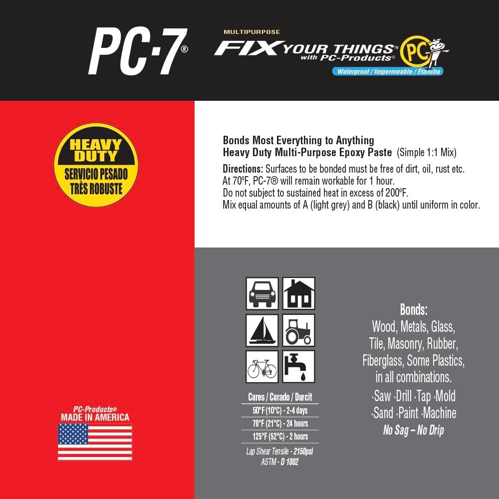 Versatile PC-7 Epoxy Adhesive Paste Kit for Strong Bonds, 1 lb in Two Cans