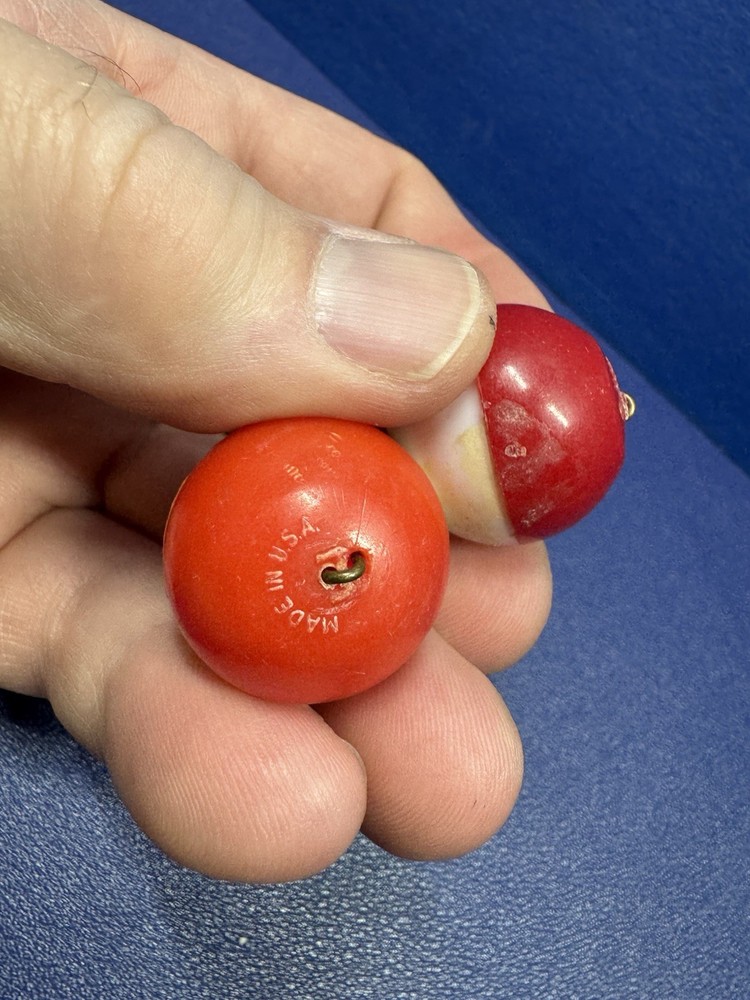 2 VTG Red&white Tip Action Bobber U S A