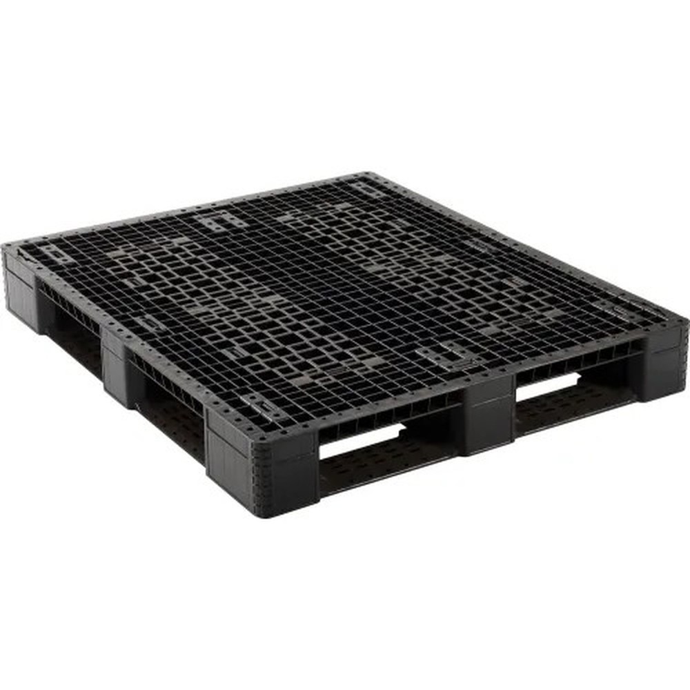 Rackable & Stackable Pallet, HDPE, 4-Way, 48"x40", 30000 Lb Stat Cap, Black