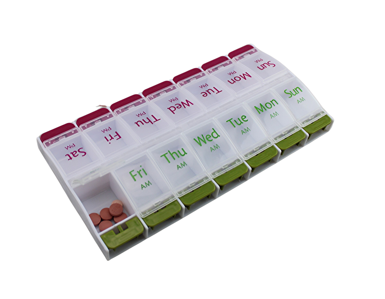 Jumbo Extra Large 8" x 4.25" Pill Organizer 7 Day 2 Times a Day Weekly Pill Box