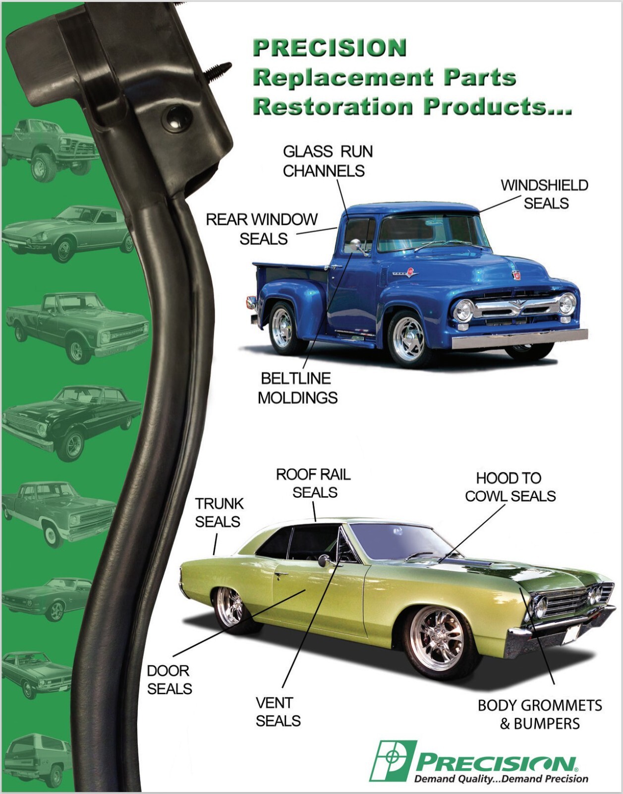 New Front Outer Beltline Molding Pair / For 02-09 Ram Truck 4-Door Window Sweep