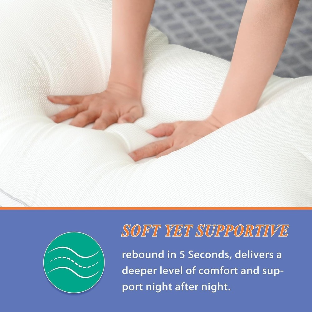 Comfortable Firm Gusseted Bed Pillows Set - Breathable Microfiber Cover (2-Pack)