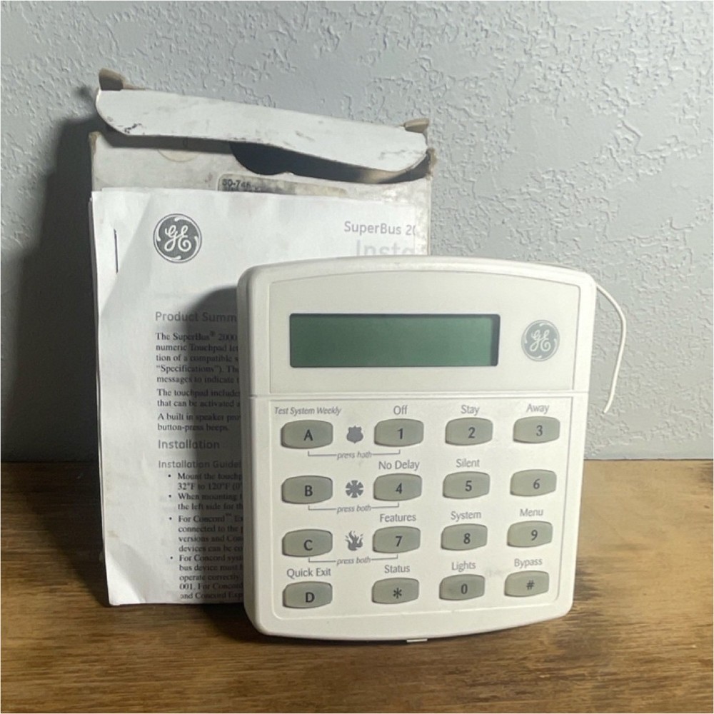 GE SuperBus 2000 2X16 LCD Alphanumeric Touchpad Keypad Wired White