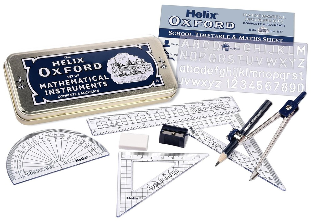 Helix Oxford Maths Set with Storage Tin ORIGINAL
