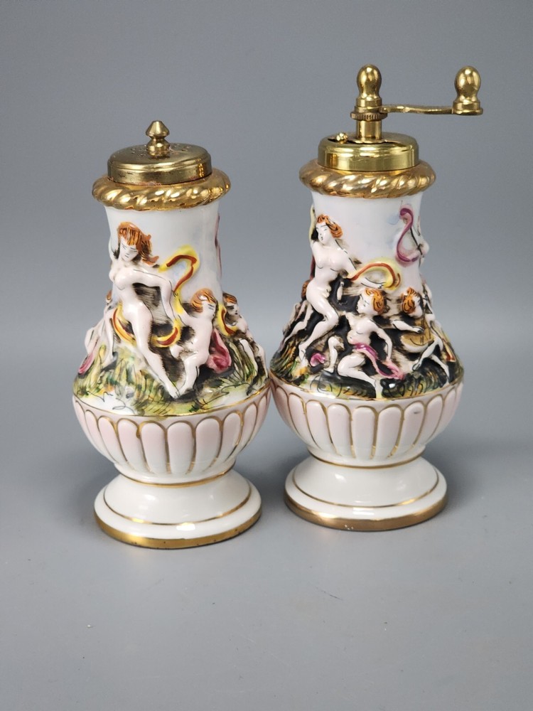 Vintage Capodimonte Salt & Pepper Cellars