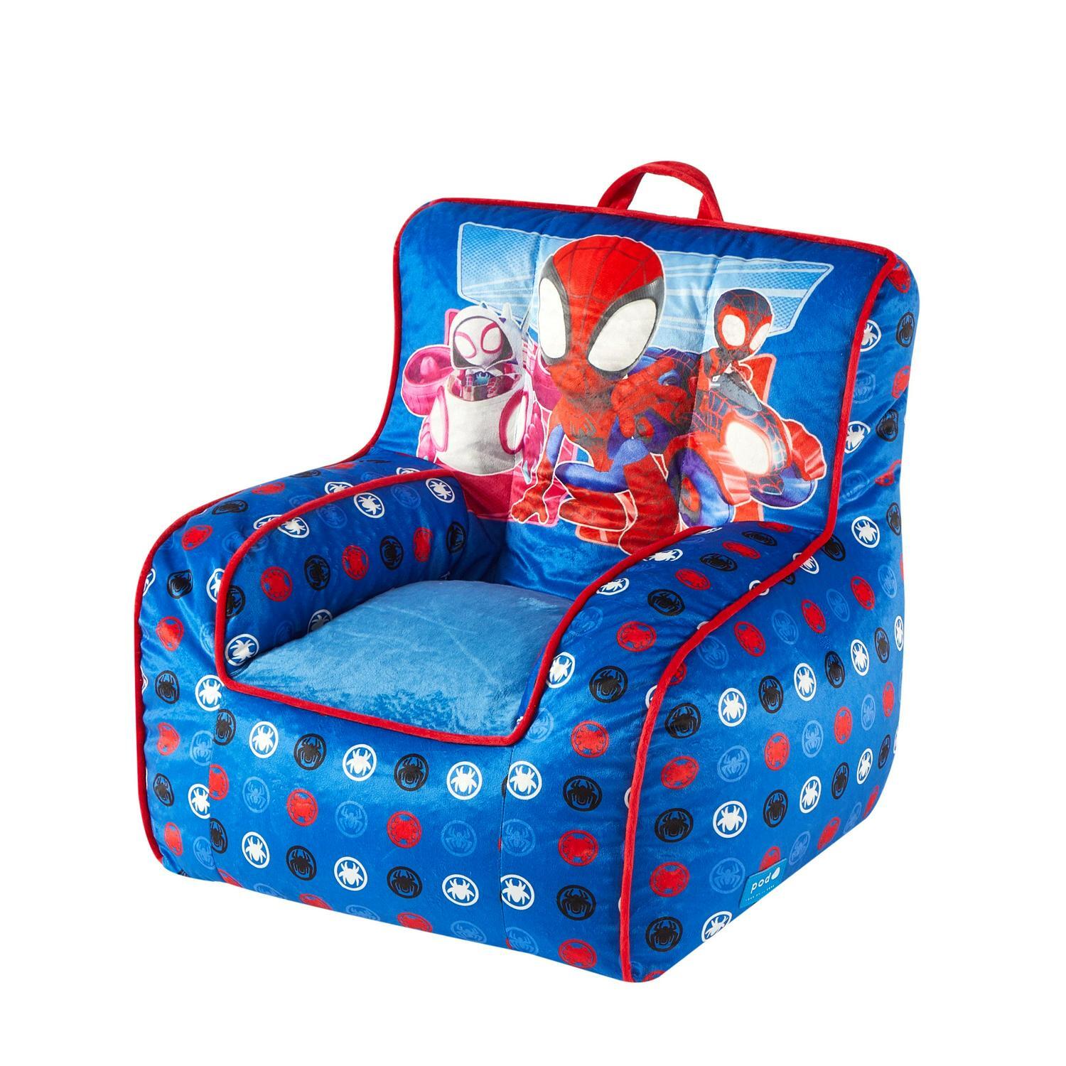 Spiderman Child Beanbag Superhero Kids Chair Cozy Soft Square 18" Seat Blue FUN