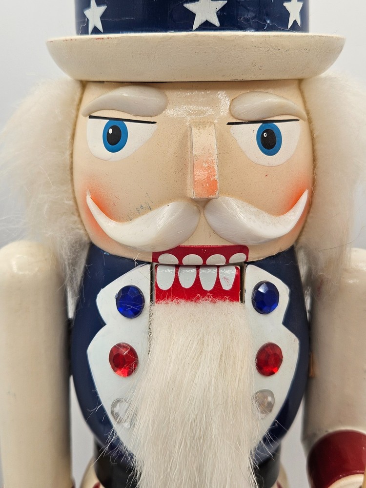 Vintage Decorative Nutcracker Red White & Blue Uncle Sam Patriotic Nutcracker