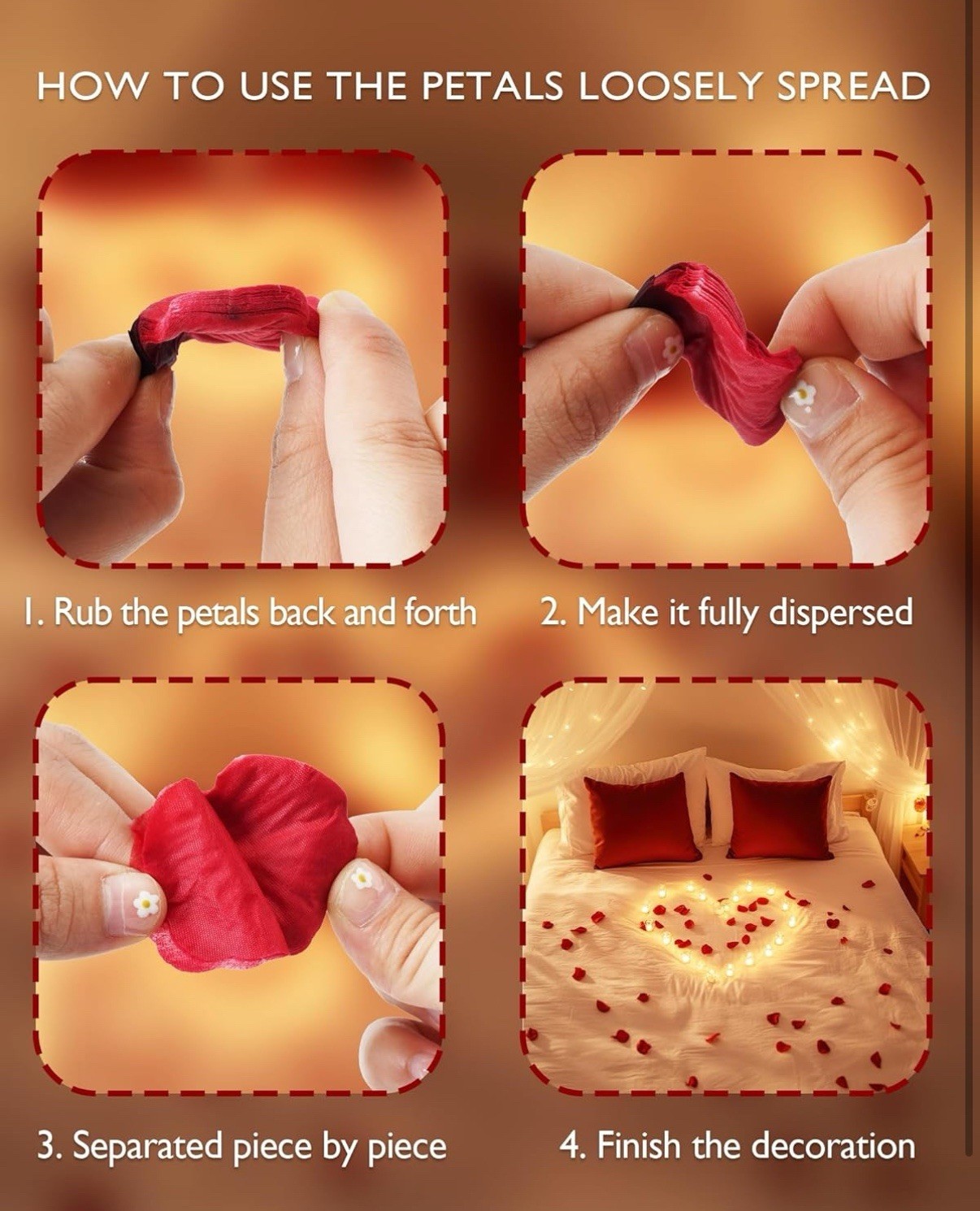 2000pcs Artificial Rose Petals with 24 LED Tea Lights