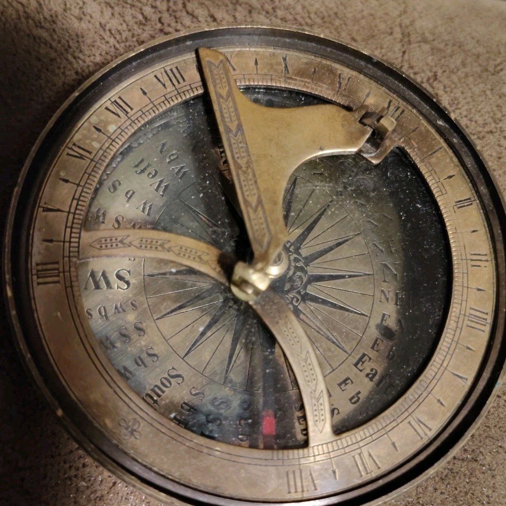 Solid Brass Captain's Sundial Compass Nautical Handmade Home Décor Compass