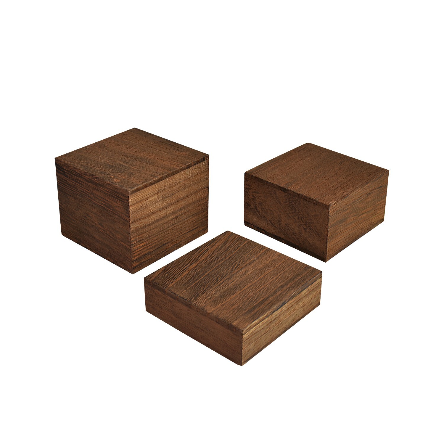 Wooden 3 Pcs Square Risers for Display, Brown Color