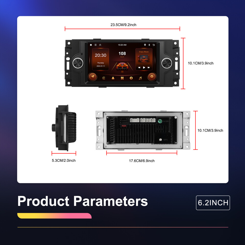 For 2006 2007 2008 DODGE RAM 1500 2500 3500 CarPlay Android 13 Radio GPS SWC