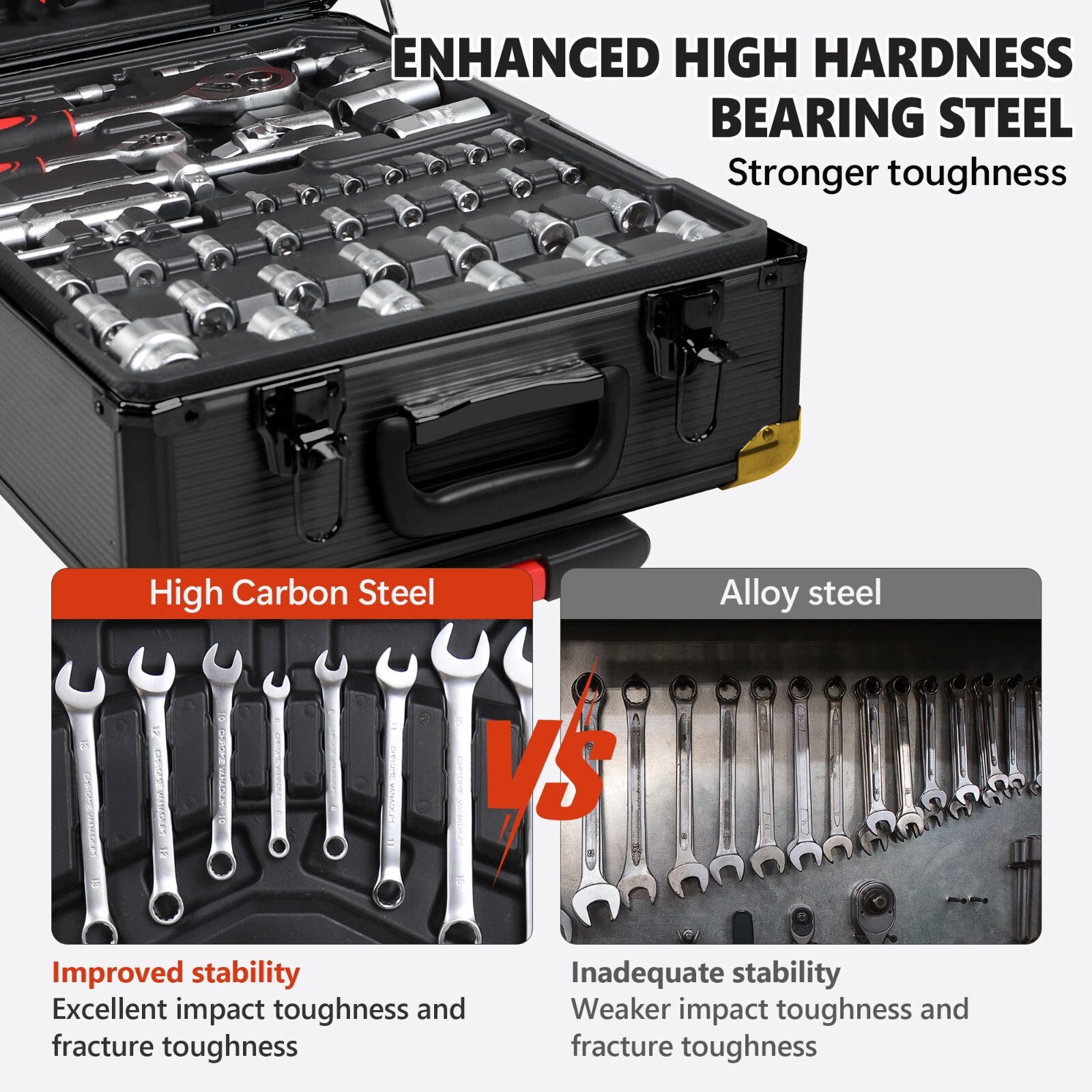 Tool Set Mechanics Tool Kit 910 PCS Wrenches Socket with Trolley Case Box Silver