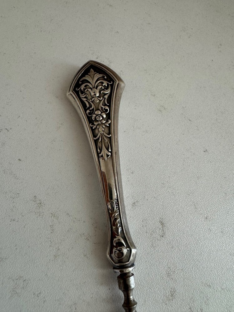 Antique Webster Sterling Silver Handle Button Hook Floral & Scrolling Decoration