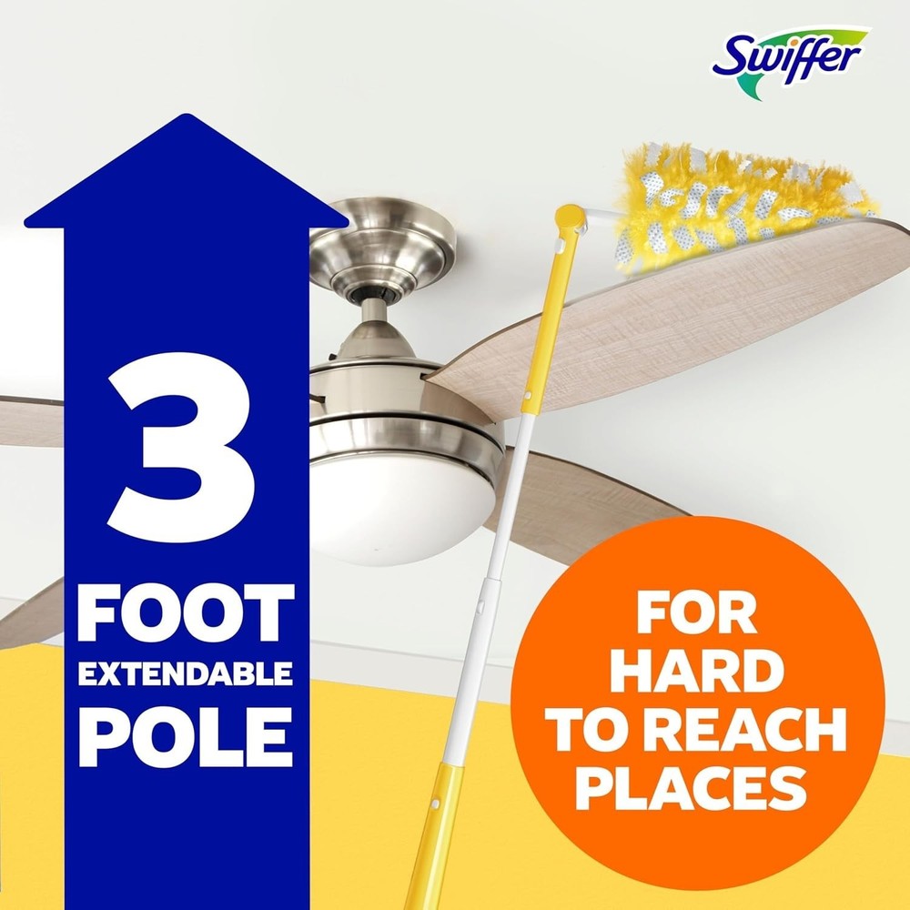 Swiffer Duster Heavy Duty 3 ft Extendable Handle Starter Kit with 3 Refills